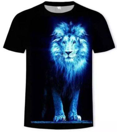 Men's 3D-Printed Wild Animal Graphic Short Sleeve T-Shirt for Casual Wear