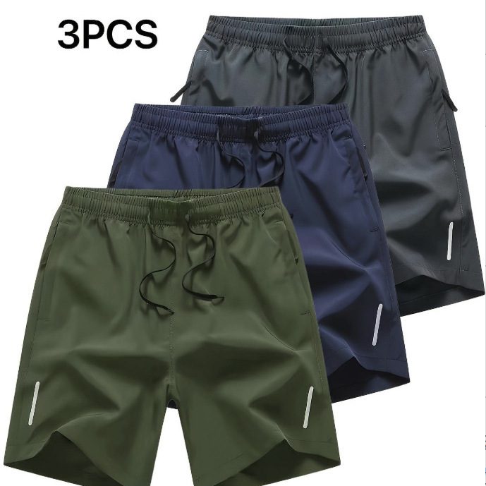 Men's Casual 3 or 4 Piece Fashionable Zipper Pocket Sports Shorts