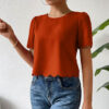 Women's Trendy Solid Color Casual Scalloped Crop-Top