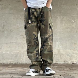 Men's Long Retro Casual Street Wear Straight-fit Camouflage Cargo Pants