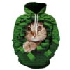 Men's Casual Eye-Catching 3D Printed Cat Hoodie