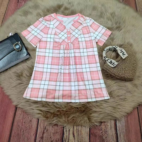 Women's Fashionable V-neck Striped Patchwork Blouse Top