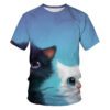 Men's Casual T-shirt with Eye-Catching 3D Printed Cat Pattern – Short Sleeve Comfort!