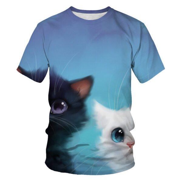 Men's Casual T-shirt with Eye-Catching 3D Printed Cat Pattern – Short Sleeve Comfort!