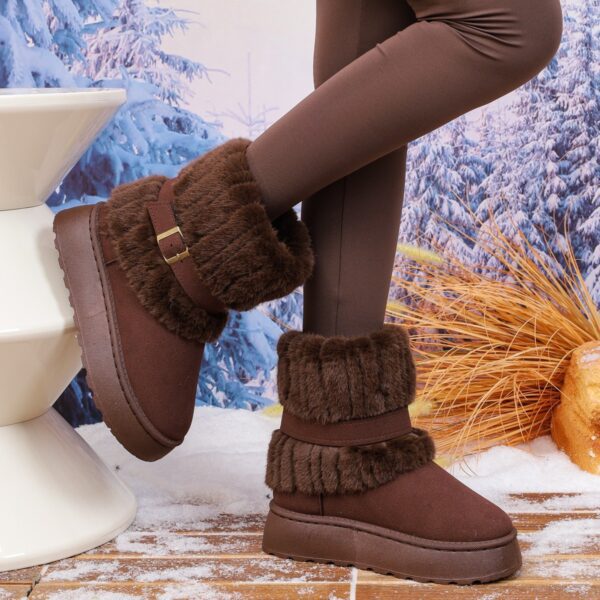 Women's Plus Size Snow Fleece Lined Padded Ankle Boots