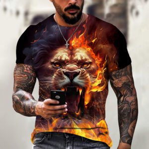 Men's Casual 3D Printed Wild Animal Summer T-shirt