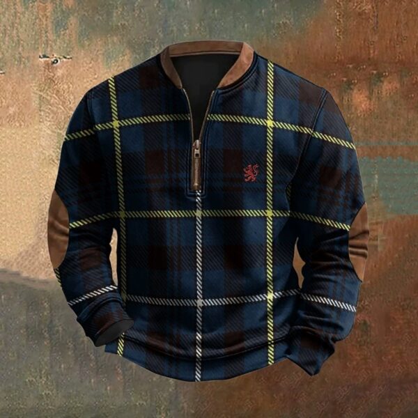Men's Casual Retro 3D Digital Print Fashion Zip Up Pullover Hoodie