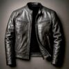 Men's Vintage PU Leather Motorcycle Jacket With A Stand-Up Collar