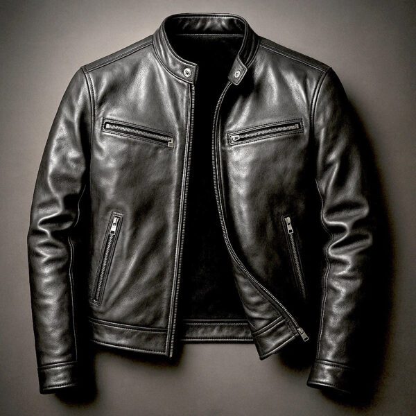Men's Vintage PU Leather Motorcycle Jacket With A Stand-Up Collar