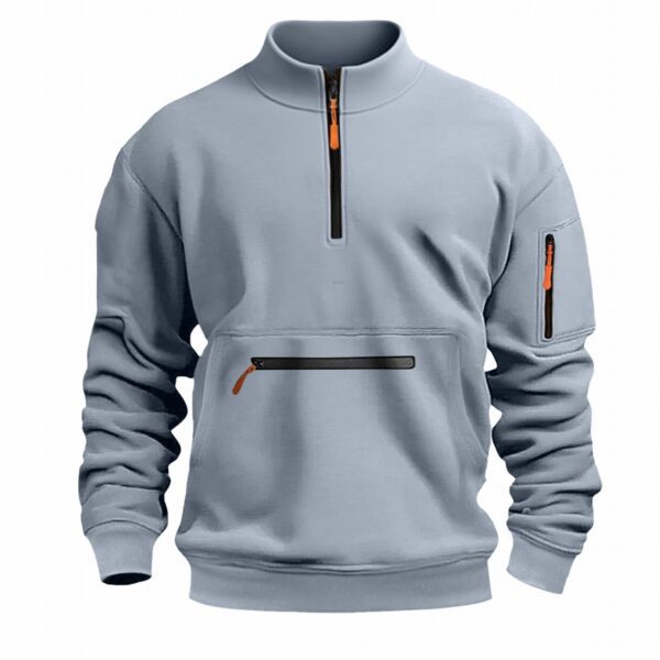 Men's Athletic Stand-Up Collar Zipper Fleece Sweater