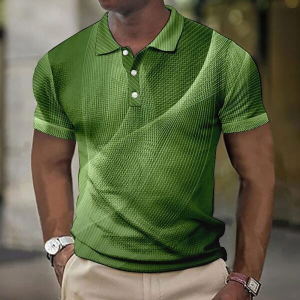 Men's 3D Printed Button Short-sleeved Polo Shirt