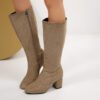 Women's Fashionable Solid-Color Round-Toe Side-Zip Over-the-Knee Boots
