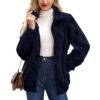 Women's Zipped Stand Collar Loose Jacquard Plaid Plush Jacket