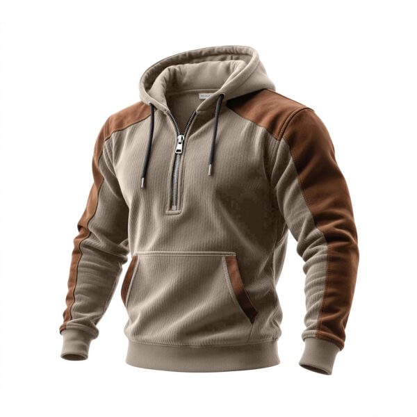 Men's Casual Cardigan Double-Hooded Half-zip Hoodie