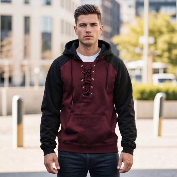 Men's Retro Casual Drawstring Hooded Pullover Sweater