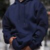 Men's Fashionable Solid-Color Drop-Shoulder Long-Sleeve Hoodie