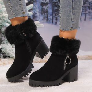 Women's Short Snow Velvet Thermal Thick Heel Boots