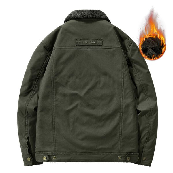 Men's Trendy Casual Cotton Fleece-Lined Lambswool Jacket