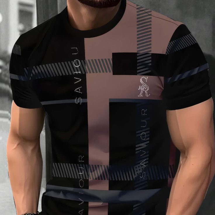 Men's Short-sleeved T-shirt Business Casual 3D Digital Printed