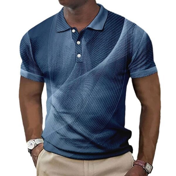Men's 3D Printed Button Short-sleeved Polo Shirt