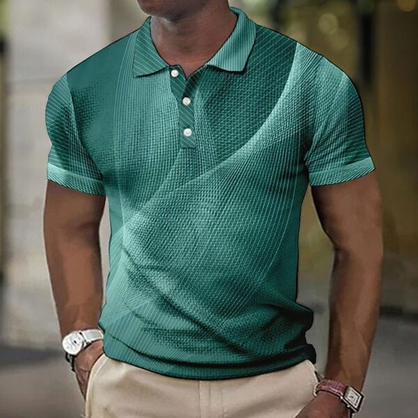 Men's 3D Printed Button Short-sleeved Polo Shirt