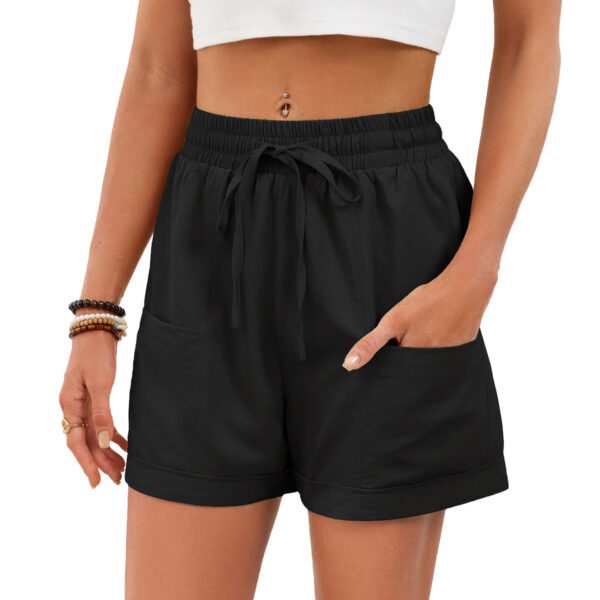 Women's Solid-Color Pocketed Drawstring Elastic-Waist Loose-Fit Shorts