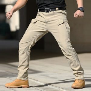 Men's Long Tactical Outdoor Loose-Fitting Stretch Cargo Work Pants