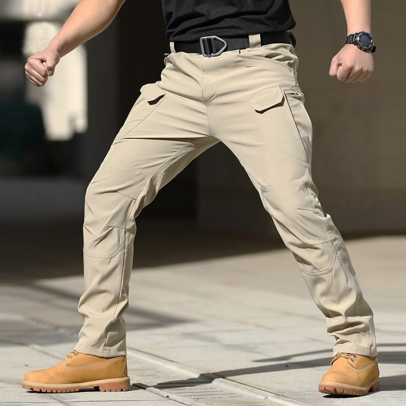Men's Long Tactical Outdoor Loose-Fitting Stretch Cargo Work Pants