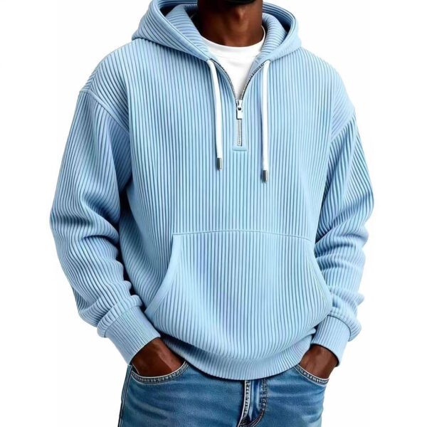 Men's Casual Solid-Colored Corduroy Long-Sleeve Hoodie