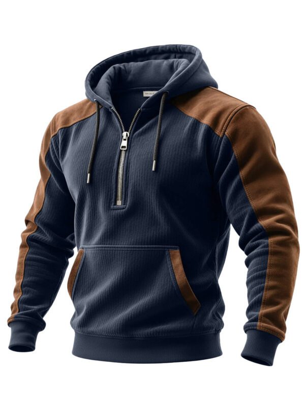 Men's Casual Cardigan Double-Hooded Half-zip Hoodie