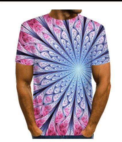 c3ffec55-550d-4a97-b258-85106e6a79d6.jpg Men's Summer Short Sleeve Casual T-shirt with Eye-Catching 3D Printed Abstract Design
