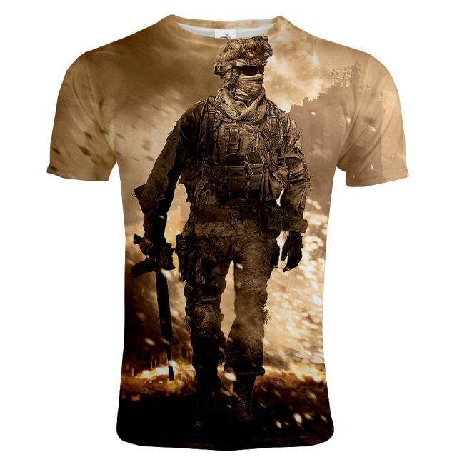 Men's 3D Printed Casual Fashion Military T-shirt
