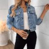 Women's Casual Short Pearl Denim Jacket