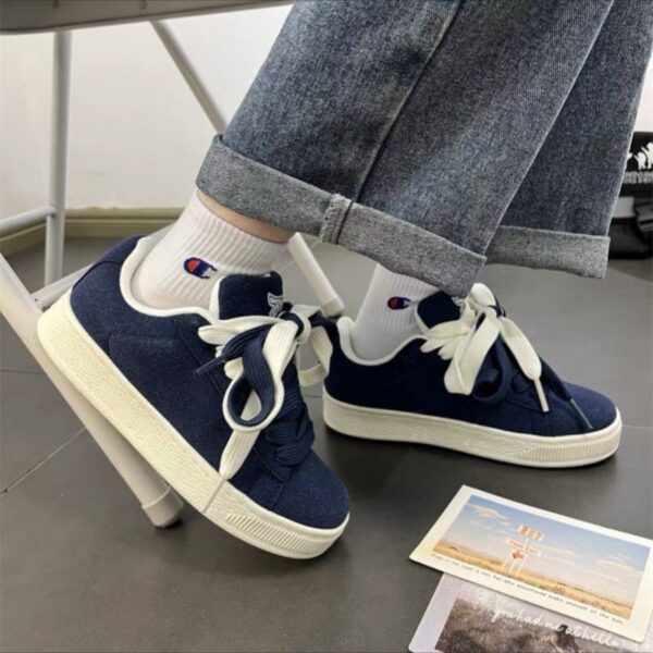 Men's Vintage Chunky-Soled  Low Top Skateboard Sneakers