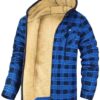 Men's Thick Cotton Checkered Trucker Loose Fit Hooded Zip Jacket