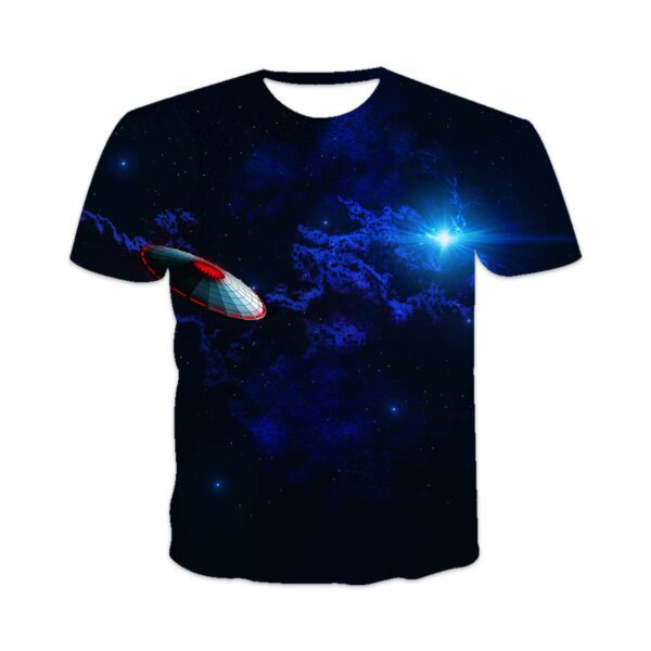 Men's 3D Printed UFO Sci-Fi Casual Short Sleeve T-Shirt