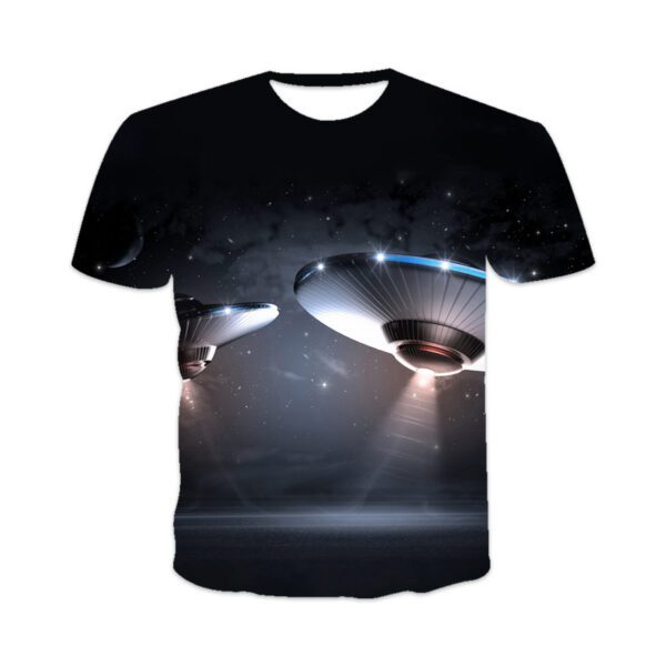 Men's 3D Printed UFO Sci-Fi Casual Short Sleeve T-Shirt