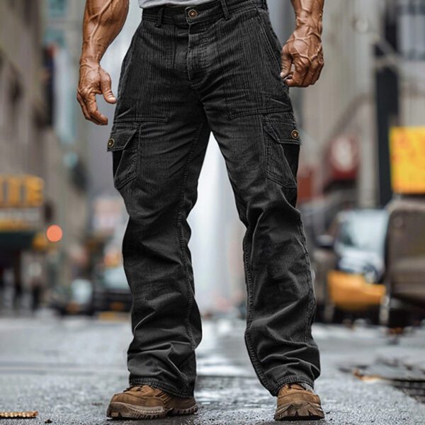 Men's Casual Trendy Corduroy Multi-Pocket Solid Color Cargo Pants