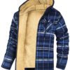 Men's Thick Cotton Checkered Trucker Loose Fit Hooded Zip Jacket