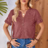 d0c36dc3-6936-4dda-8f9a-a8044aef1ae2.jpg Women's Summer Button Short-Sleeved Loose Solid Color V-neck Top