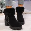 Women's Short Snow Velvet Thermal Thick Heel Boots