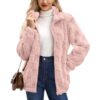 Women's Zipped Stand Collar Loose Jacquard Plaid Plush Jacket