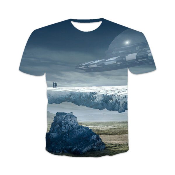 Men's 3D Printed UFO Sci-Fi Casual Short Sleeve T-Shirt