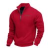 d750fc07-1d32-4f64-bc20-55bc6cd83e4a.jpg Men's Casual Fleece-Lined Mid-Length Zip-Up Loose-fit Stand-up Collar Sweater