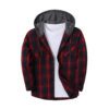 Men's Trendy Buttoned Checkered Trucker Hooded Jacket
