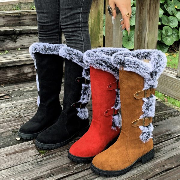 Women's Rabbit Fur Thick Velvet Casual Snow Boots