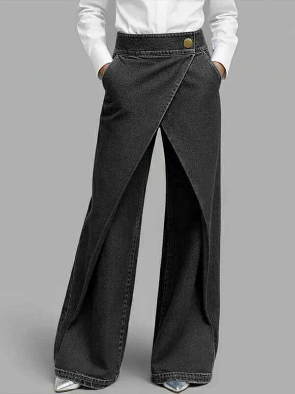 d84ec550-f466-4b56-a806-a15a084f61bf.jpg Women's Fashion Side-Folded Long Pants Jeans