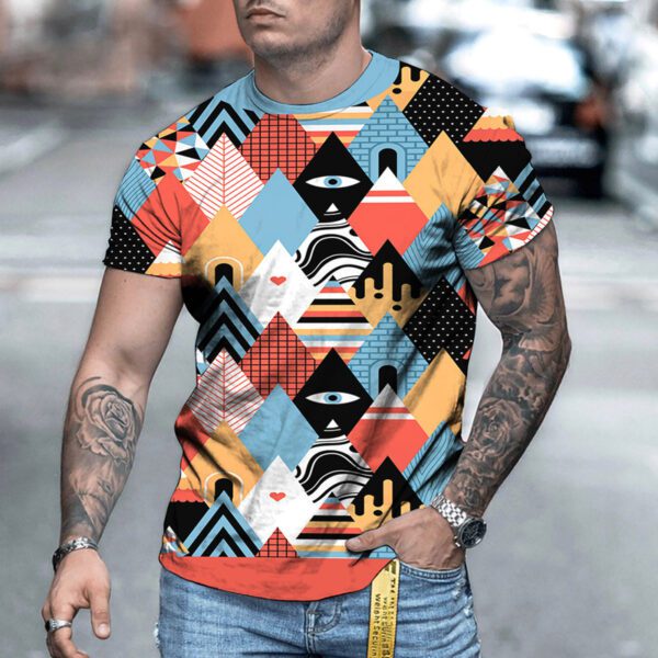 Men's Retro & Abstract Style 3D Printed Casual Short Sleeve T-shirt
