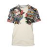 Men's Casual 3D Printed Samurai Loose Round Neck T-shirt
