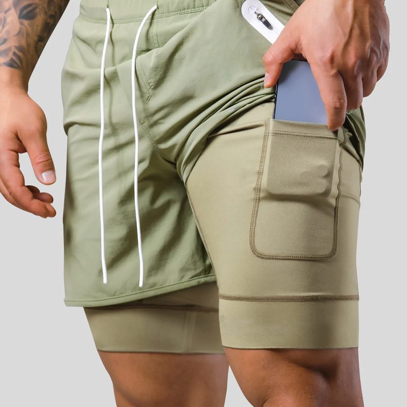Men's Casual Retro Double Layer Sports Running Shorts